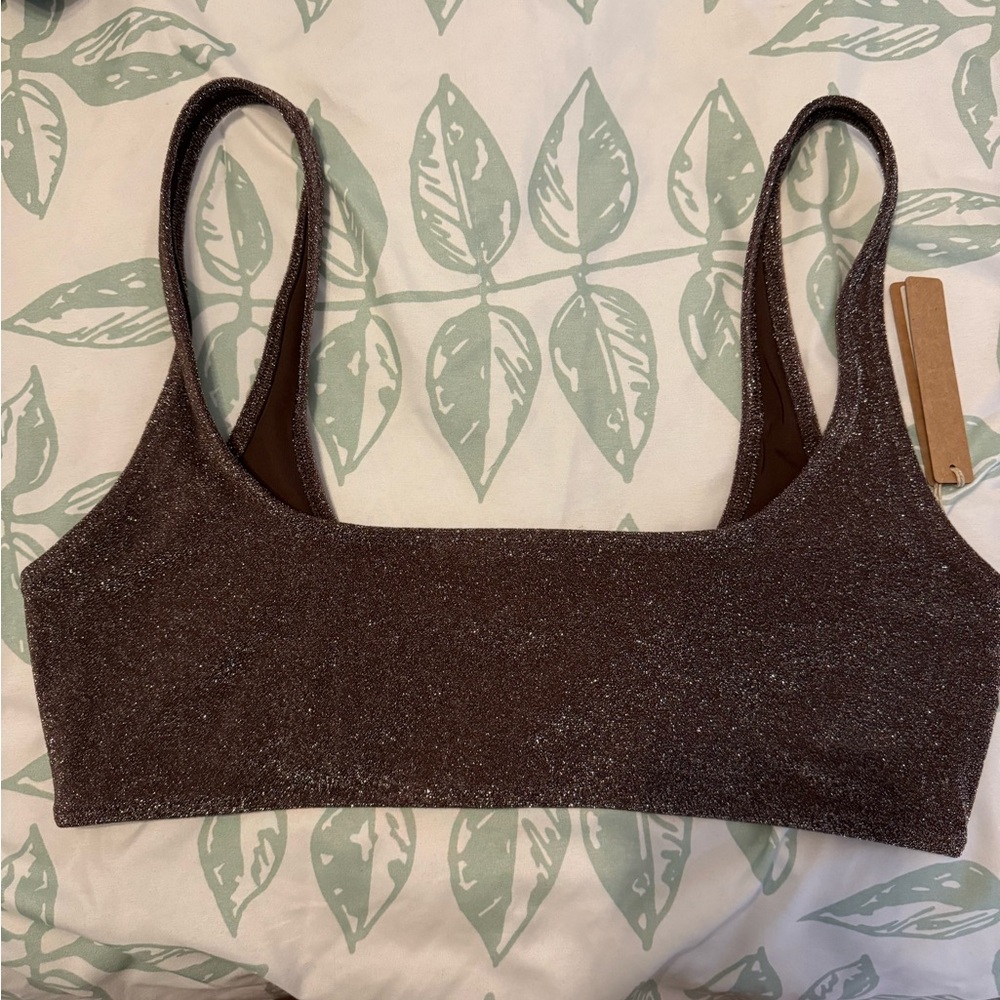 Skims swim tank bikini top large glitter